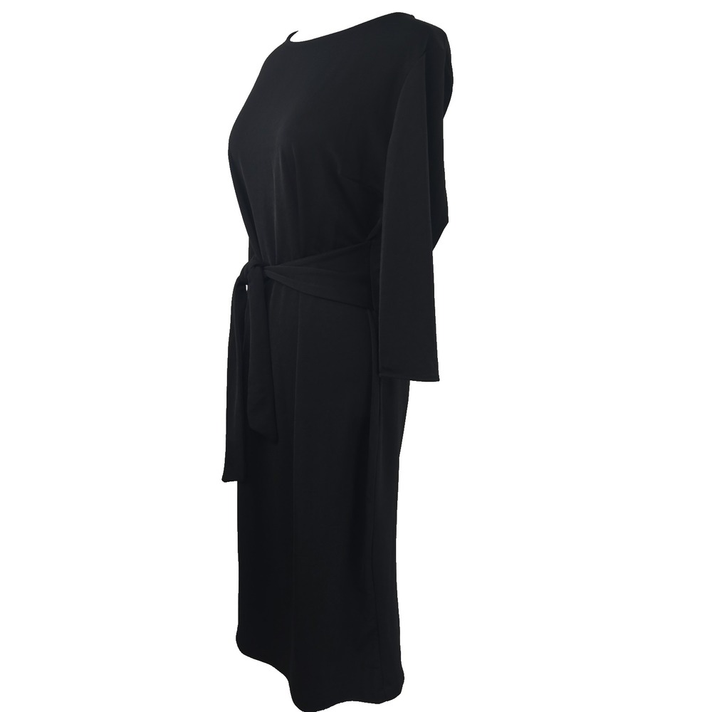 New York & Company Large Black Stretch 3/4 Sleeve MIDI Dress NWT - Picture 3 of 8